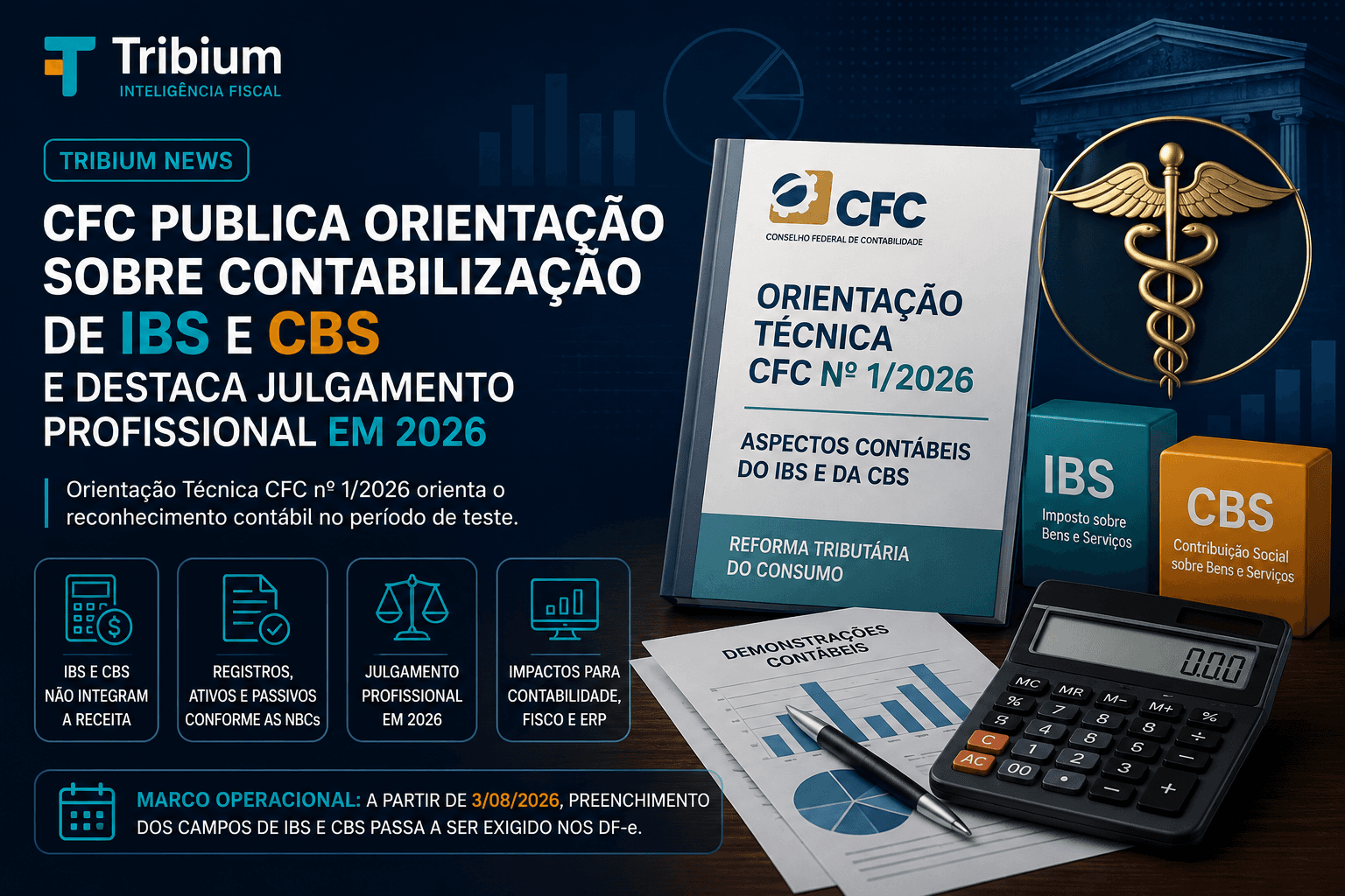 CFC publica orientação sobre contabilização de IBS e CBS e destaca julgamento profissional em 2026