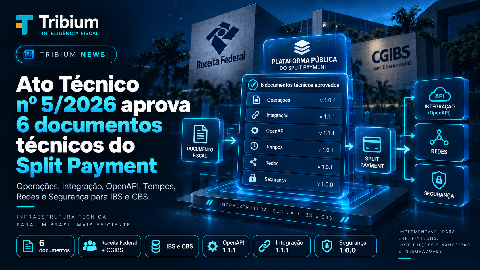 Ato Técnico Conjunto nº 5/2026 aprova seis documentos técnicos da Plataforma Pública do Split Payment