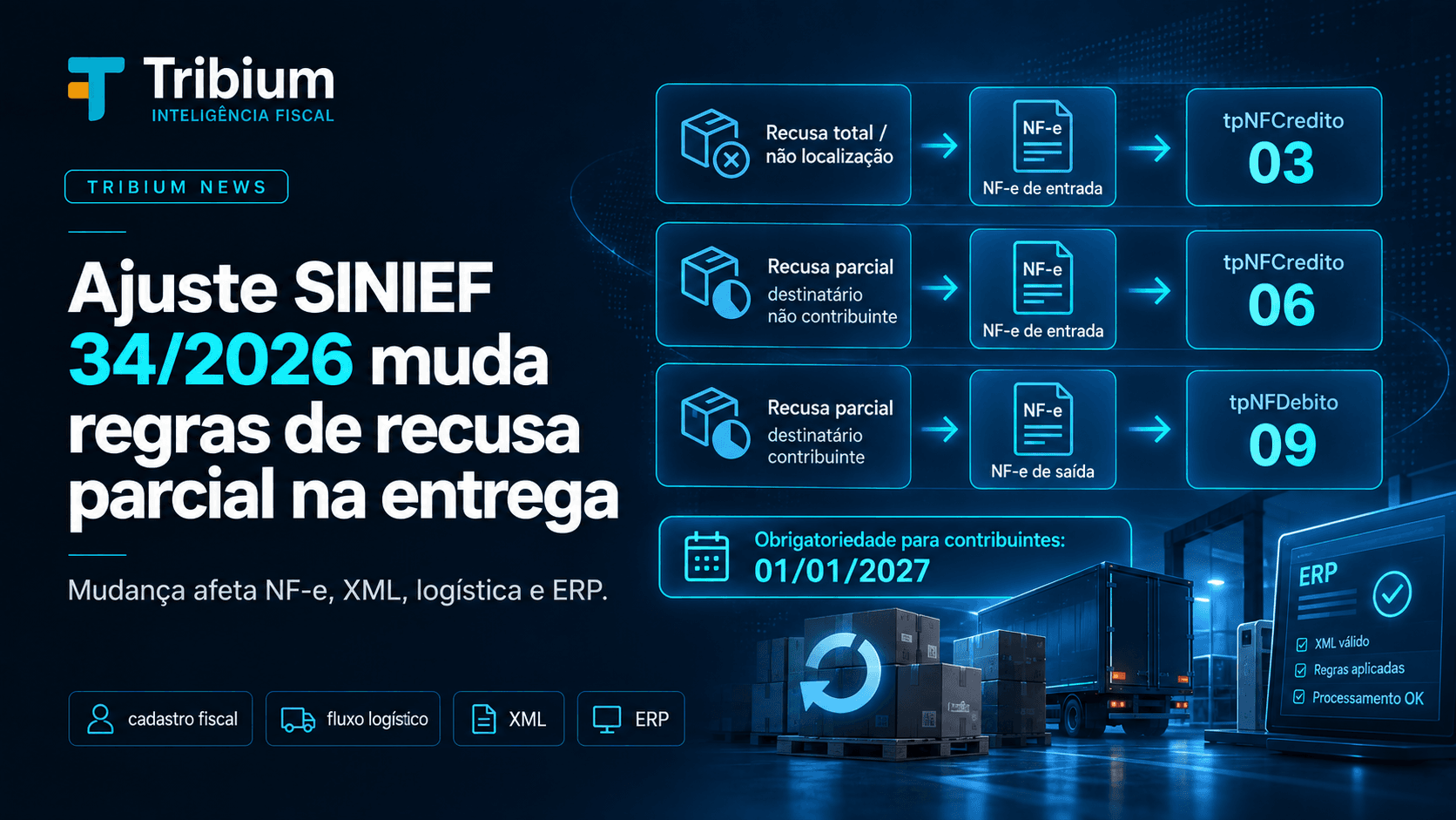 Ajuste SINIEF 34/2026 muda regras de recusa parcial na entrega e exige revisão do ERP